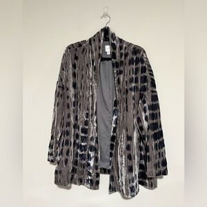 Pure Jill Velvet Abstract Print Open Front Kimono Jacket Size 1X Artsy